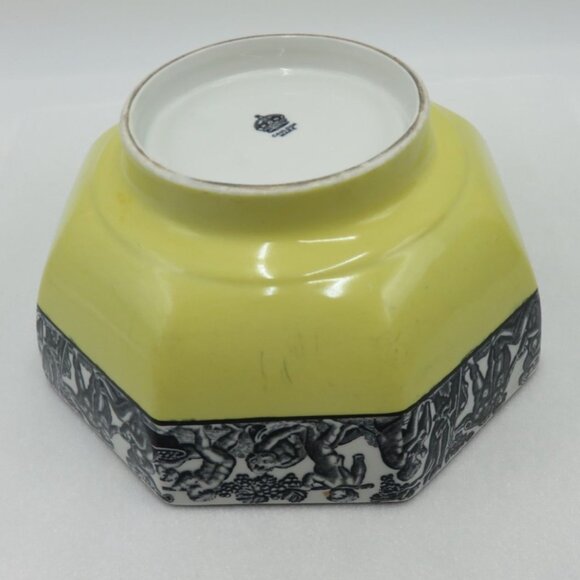Vintage Cauldon Ware Yellow & Black Octagonal Ceramic Bowl - Picture 7 of 10